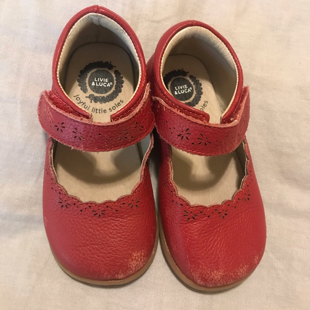 Red leather shoes